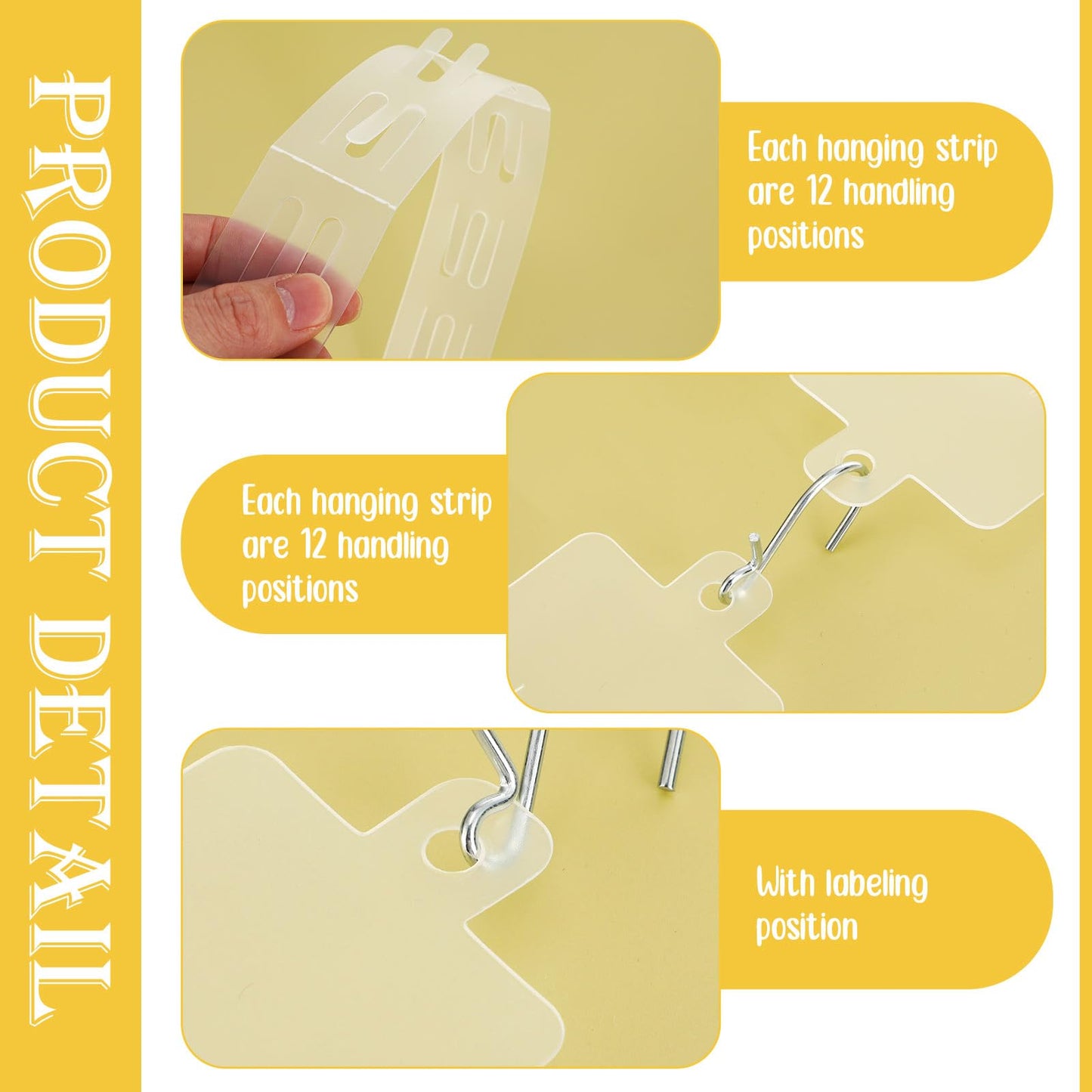 Tigeen 100 Pcs 12 Station Retail Hanging Merchandise Strips with S Hooks 21.3 Inch Plastic Display Strips with Removable Header Merchandise Display for Grocery Retail Store