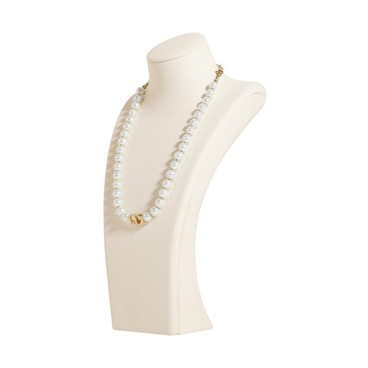 GemeShou Beige necklace storage organizer for sale, Velvet necklace holder stand, jewelry bust display stands, Jewelry Mannequin for Countertop, Showcase【Beige-Medium height 10.43 inch】