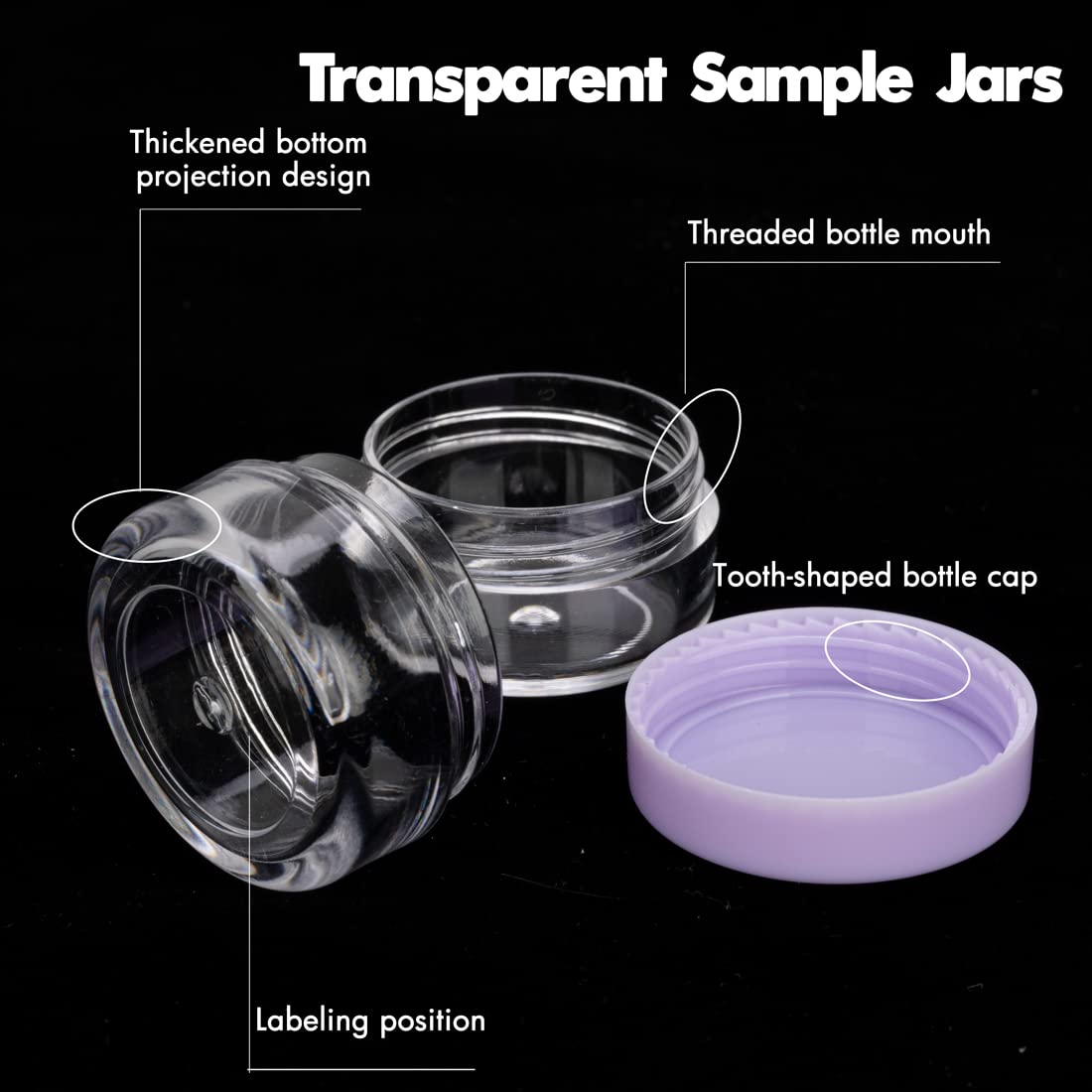 3 Gram Sample Containers with Lids, 100 Count Tiny Sample Jars, Empty Lip Balm Containers, Mini Cosmetic Container with Lids, Makeup Travel Container with Labels, Mini Disposable Spatulas