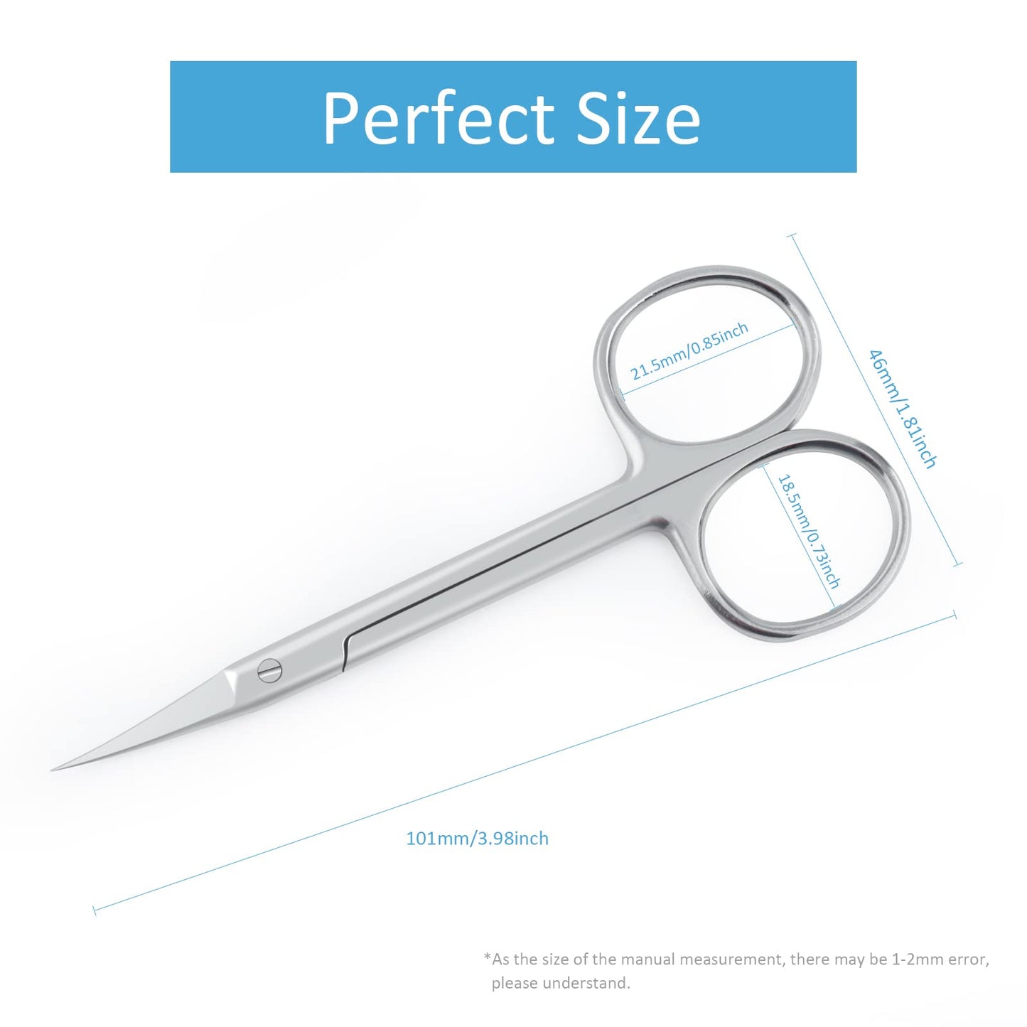 Qunzhao Cuticle Scissors for Women and Men Curved Stainless Steel with Tip Grooming Blades Manicure Nail for Dry Skin Nail Scissors (1)