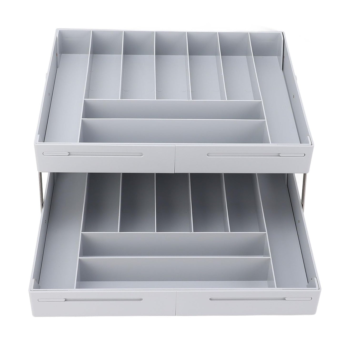 Extra Large and High Drawer Organizer, 2 Tier Smart Expandable Desk Organizer, Multi Level Junk Drawer Organizer for Makeup, Jewelry, Desk, Office Drawers (Gray)