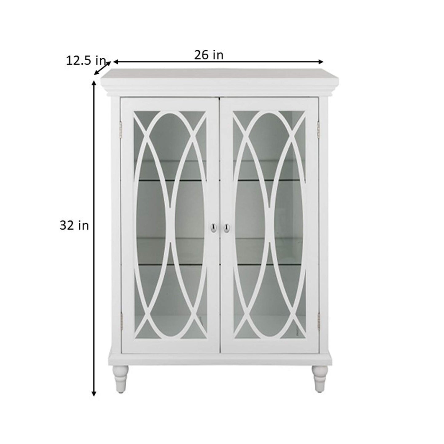 Teamson Home Florence 26 in. x 32 in. 2-Door Freestanding Wooden Floor Cabinet with Adjustable Shelves for Storage Solutions in Bathrooms, Kitchens, Laundry Rooms, Home Offices, White