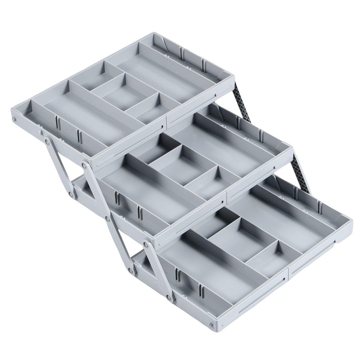 2/3 Tier Drawer Organizer Collapsible Drawer Organizer Tray, Expandable Junk Drawer Organizer, Multi Level Dresser Drawer Organizers Adjustable Storage Trays for Makeup, Jewelry (Single Row 3 Tiers)