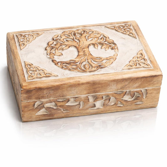 Great Birthday Gifts Handmade Decorative Wooden Jewelry Box Tree Of Life Carving Jewelry Organizer Keepsake Box Treasure Chest Trinket Holder Watch Box Storage Lock Box Housewarming Gift