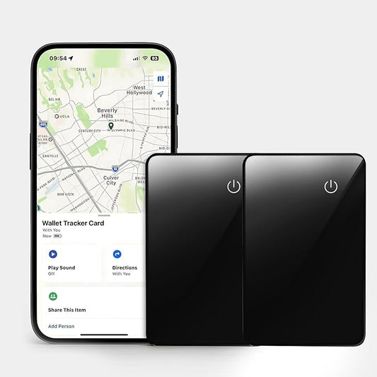Wallet Tracker 2 Pack Rechargeable Item Tracker, 8-Month Battery Life Smart Track Card, Slim Wallet Finder Works with Apple Find My (iOS Only), Sound Alerts Item Finder for Luggage, Purse, Phone