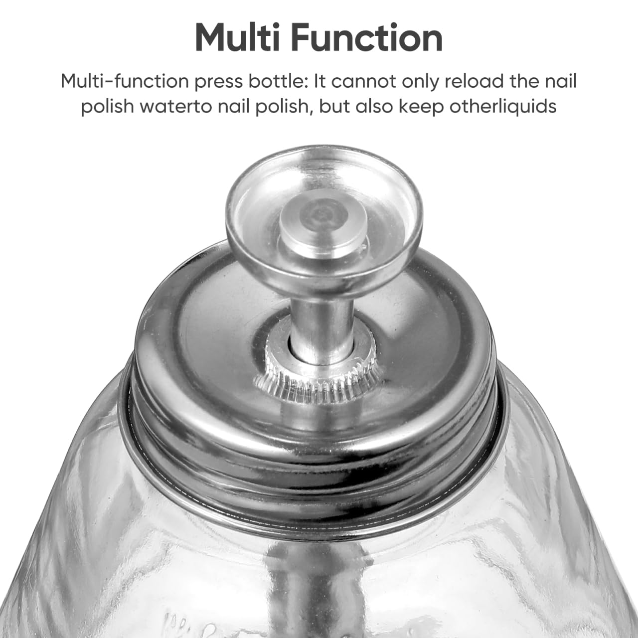 ibasenice Glass Push Down Pump Dispenser Bottle 6 Oz / 180 ml Diamond Shape Leakproof Press Bottle for Alcohol, Makeup, Lotion, Other Liquids Clear Refillable Empty Container with Cap