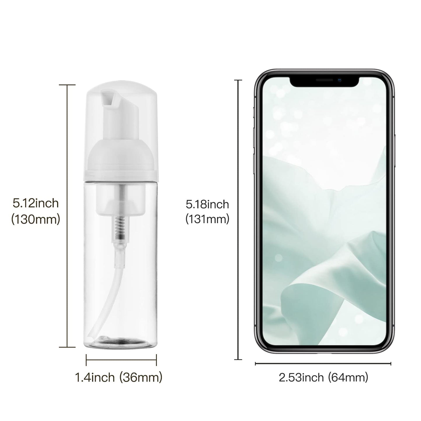 Owlyee Travel Foam Pump Bottle - 2oz Small Size Foaming Hand Soap Dispenser - Mini Portable Mousse Lash Shampoo Kit Container for Hair - Empty Leak Proof Plastic Clear Foamer 30Pack