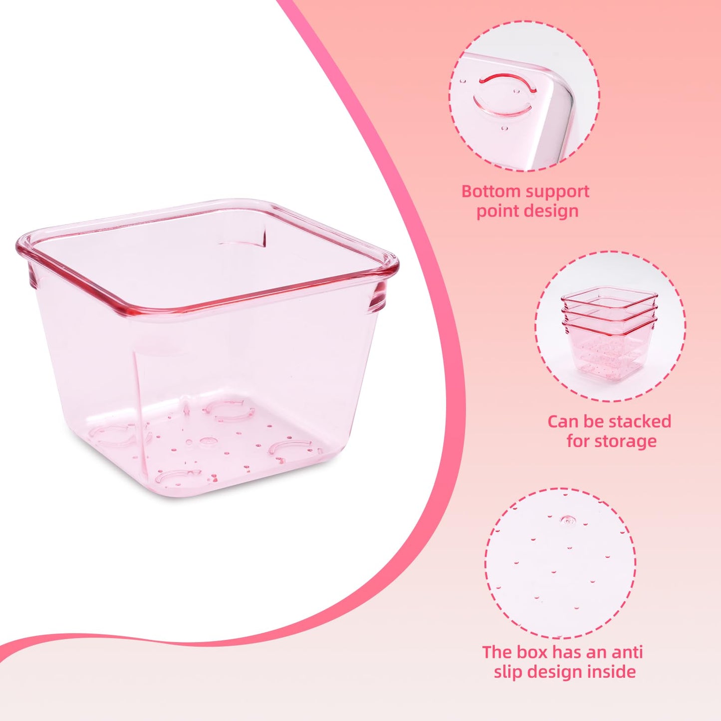 Trotianingyu Kitchen Desk Drawer Organizers Storage for Office, Small Acrylic Vanity Trays Makeup Organizer for Drawer Bathroom Plastic Make up Organizers 25 Pcs Pink