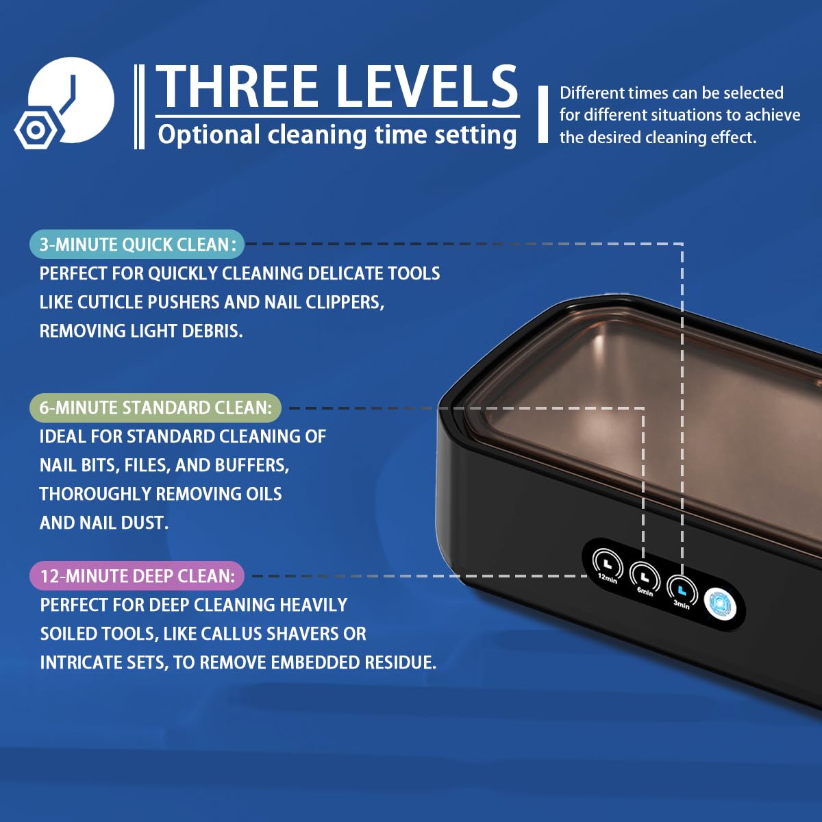 Pinkiou Nail Tool Cleaning Machine, 3 Timer Modes Nail Tool Sterilizer for Nail Drill Bits, Tweezers,Nail Art Brush, Nail Clipper, Makeup Brush, Jewelry Cleaning, Salon for Home Use, 22oz(650ML)