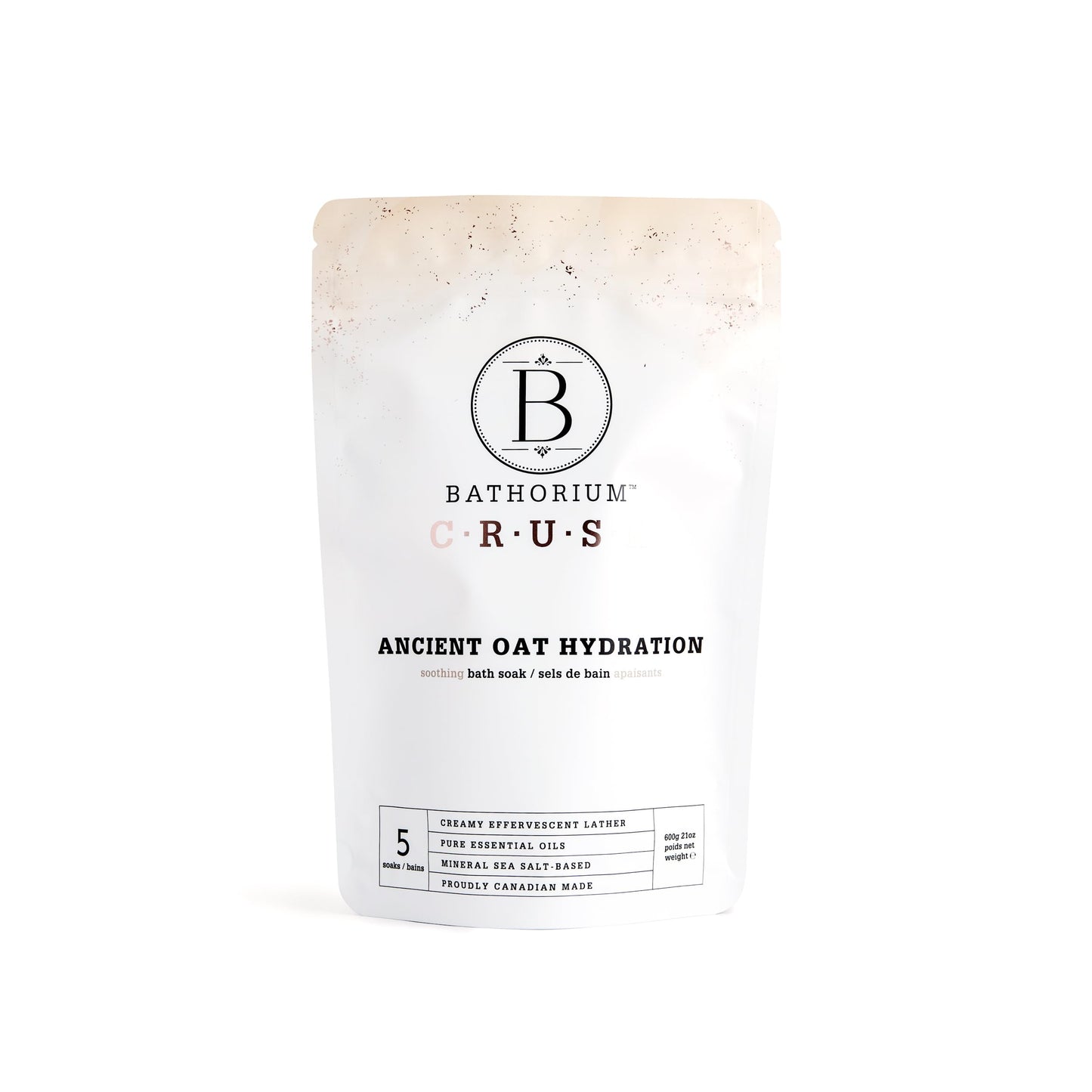 Bathorium Ancient Oat Hydration Crush, Mineral Sea Salt Bath Soak, Skin-Soothing Colloidal Oats, Light Floral Fragrance, pH-Balanced, Approximately 5 Soaks, 21 oz