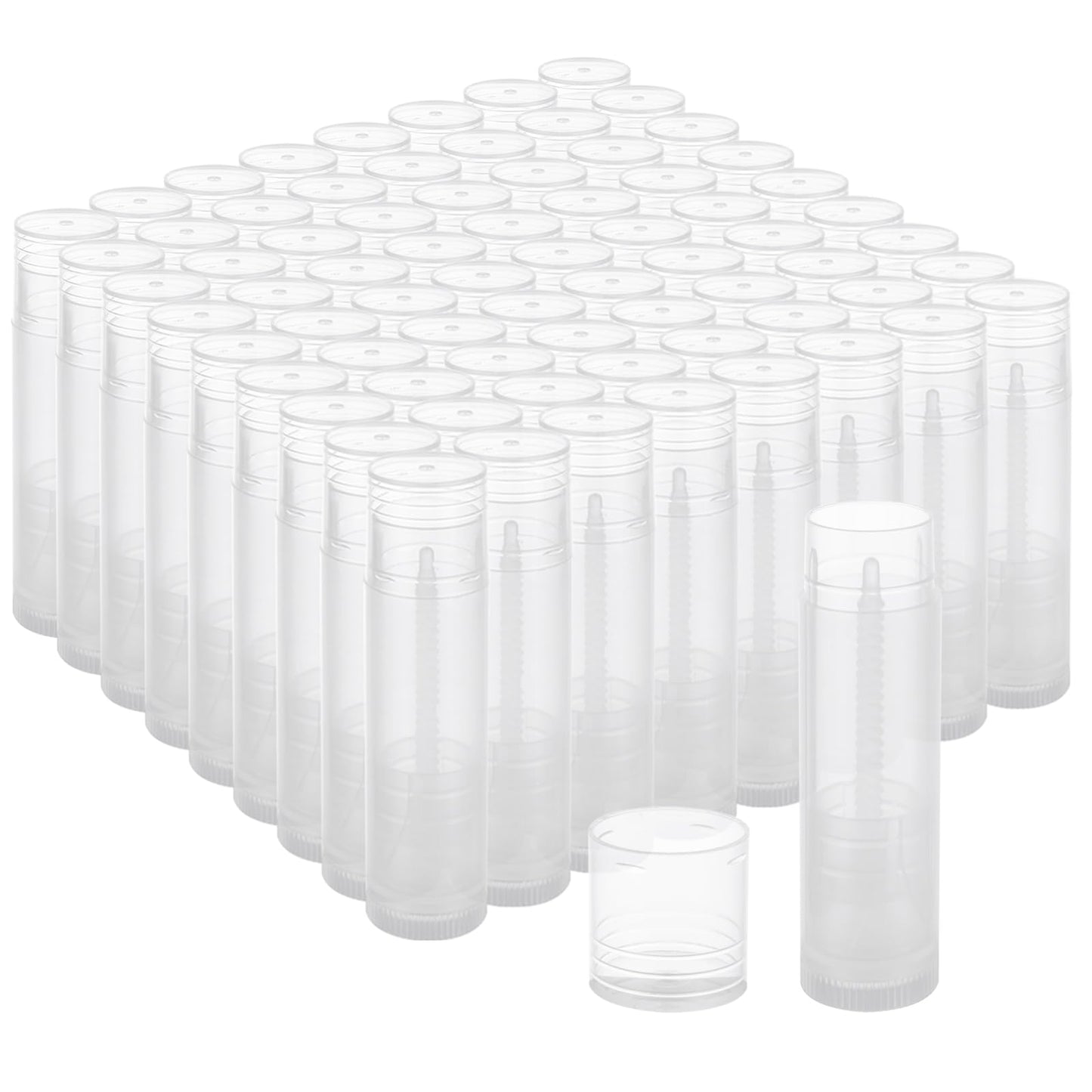 GBACHOOSE 100 Pack Empty Lip Balm Tubes, 5g/5ml Clear Chapstick Tubes with Caps, BPA-Free Twist-Up Lip Balm Containers for DIY Lip Balm Making, Small Business, Gifts and Samples