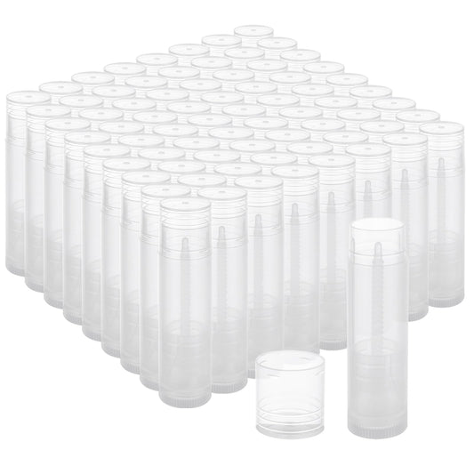 GBACHOOSE 100 Pack Empty Lip Balm Tubes, 5g/5ml Clear Chapstick Tubes with Caps, BPA-Free Twist-Up Lip Balm Containers for DIY Lip Balm Making, Small Business, Gifts and Samples
