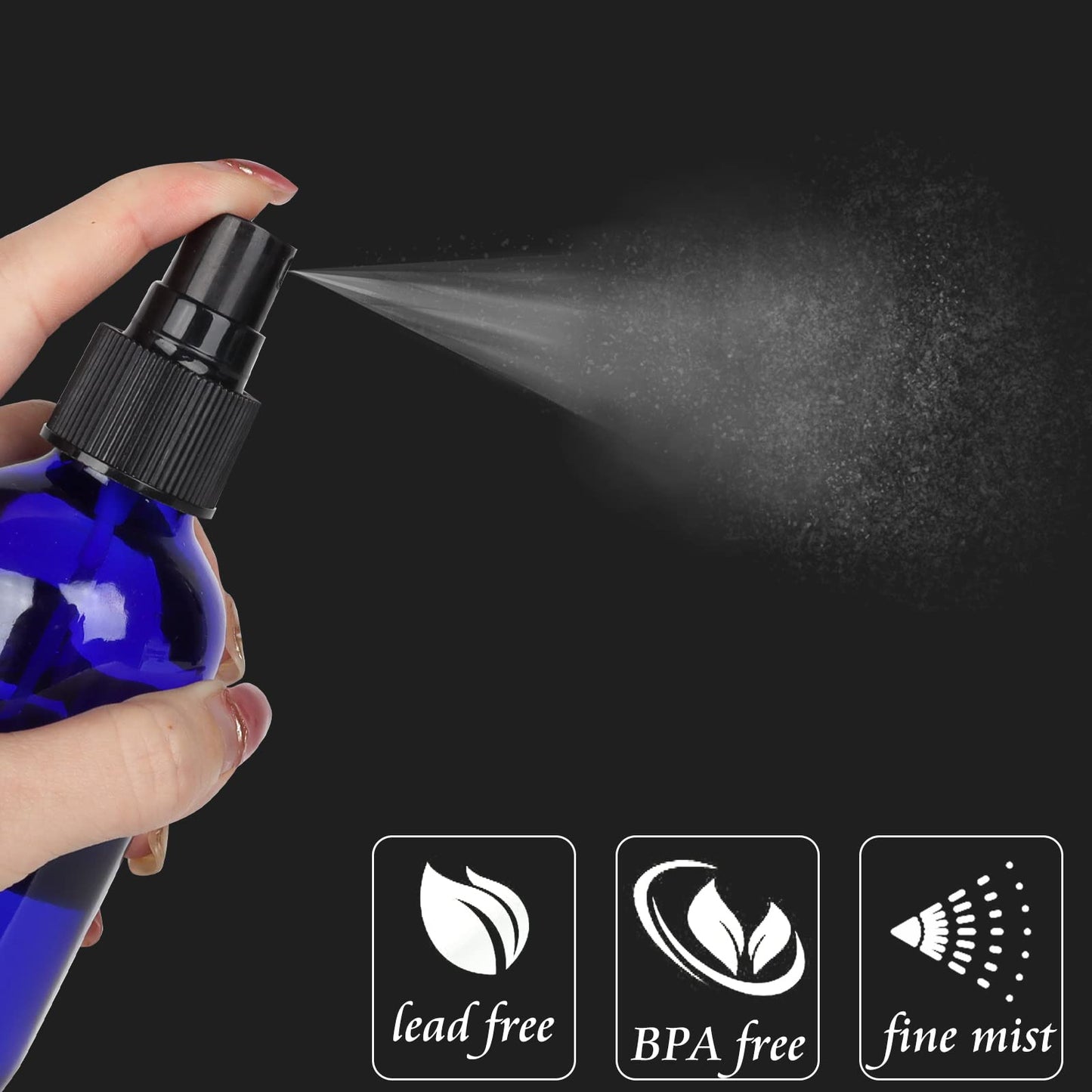 CycleMore 120ml 16 Pack 4oz Blue Glass Spray Bottles with Fine Mist Sprayers, Glass Travel Bottles for Cosmetic, Essential Oils, Cleaning Solutions, Perfumes & More Liquids Ideal for Friends
