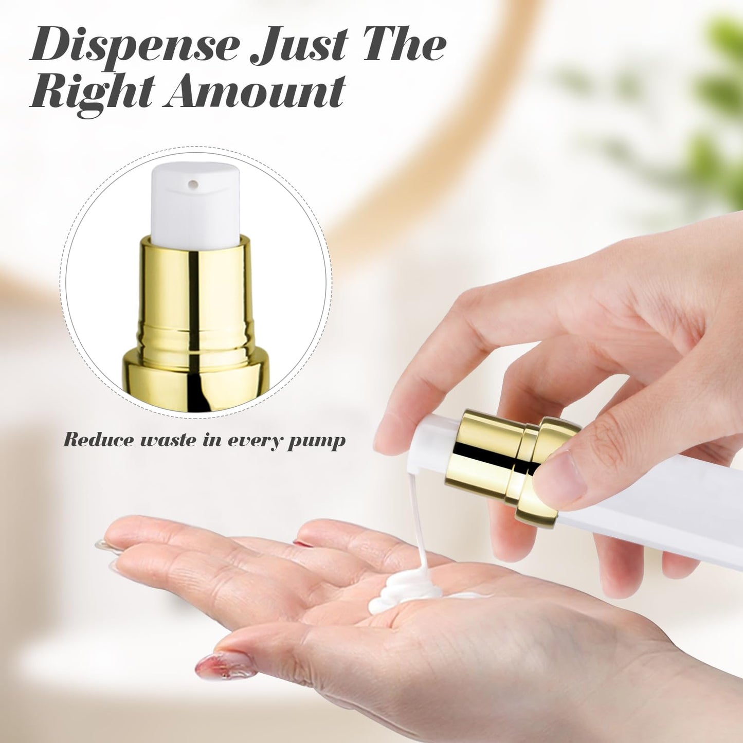 15 Pcs 0.34oz/10ml Airless Pump Bottle Refillable Vacuum Pump Bottles Travel Size Cosmetic Container for Lotion Cream Moisturizer Facial Serum