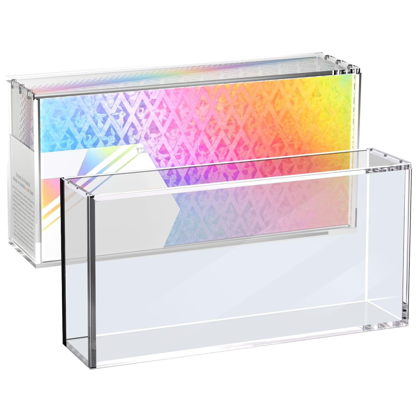 Premium Prismatic Evolutions SPC Acrylic Display Case with Magnetic Lid, 8+5MM Thick Clear Protective Storage Box Fit for PKMN Evolutions Super Premium Collection, Dustproof Collector Display Case