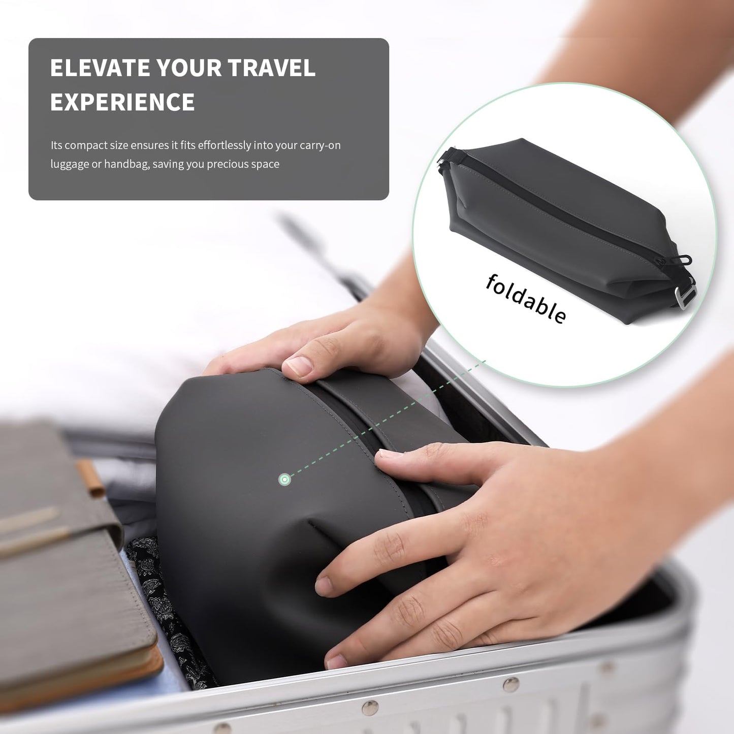 Onbagway 6"x 11" 6L Large Silicone Toiletry Bag,Waterproof Leakproof Foldable Travel Organizer,Dopp Kit Alternative for Men & Women,Black