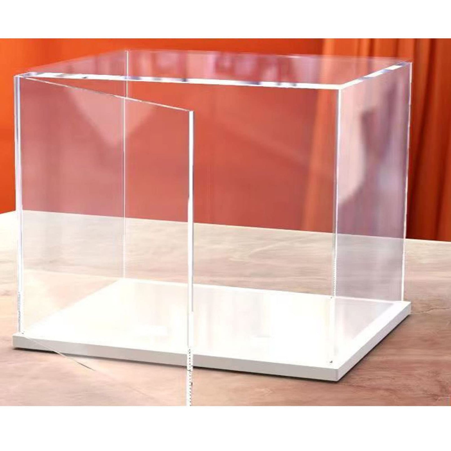 Openable Clear Acrylic Display Case-Assemble Countertop Box with White Base,Dustproof Protection Showcase for Action Figures Toys Collectibles (25x20x15cm/10x8x6inch)