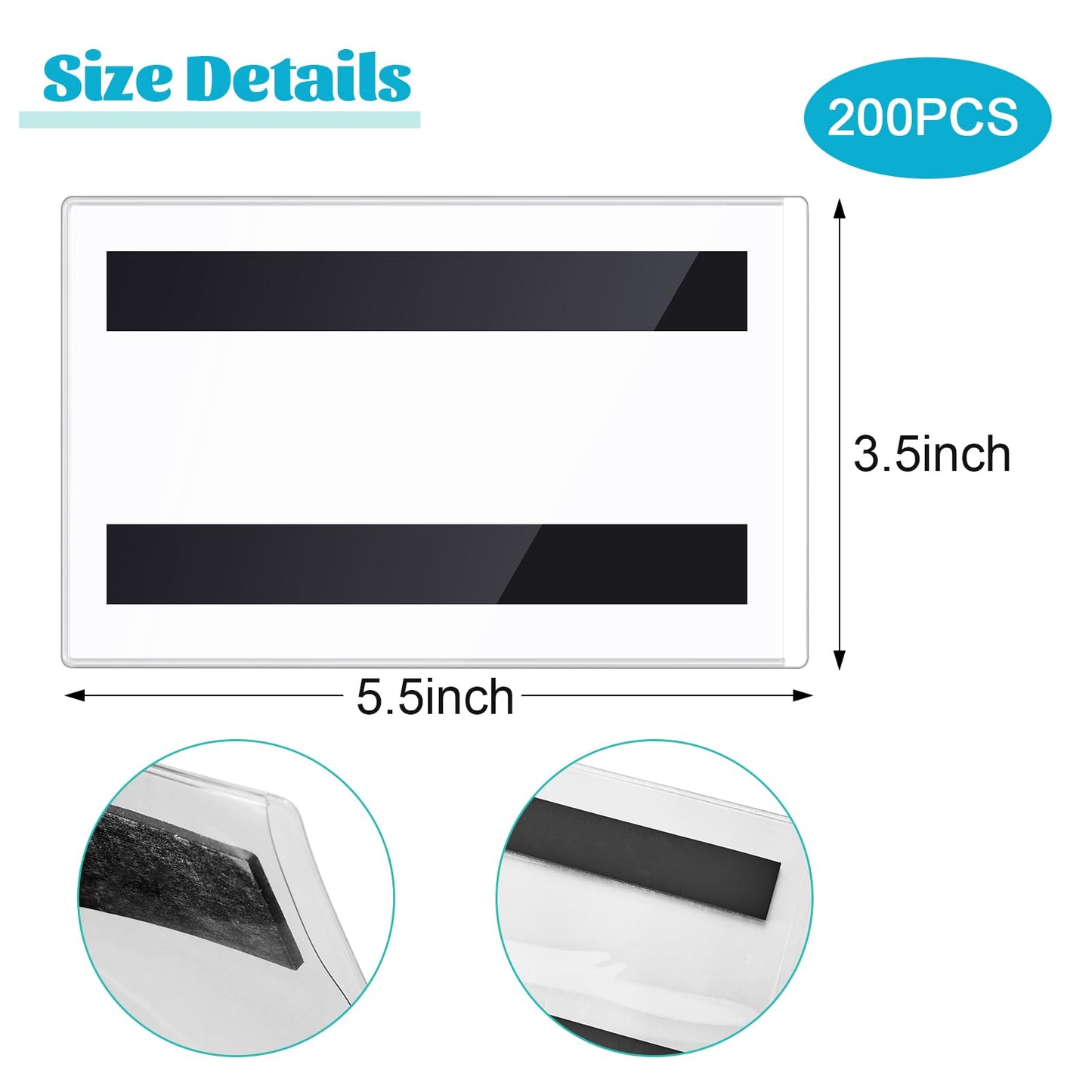 Ctosree 200 Pcs Magnetic Label Holder 5.5 x 3.5 Inches Pallet Rack Sign Holder Clear Plastic Protectors Magnetic Data Card Holders File Cabinet Labels for Metal Racks and Shelves Window
