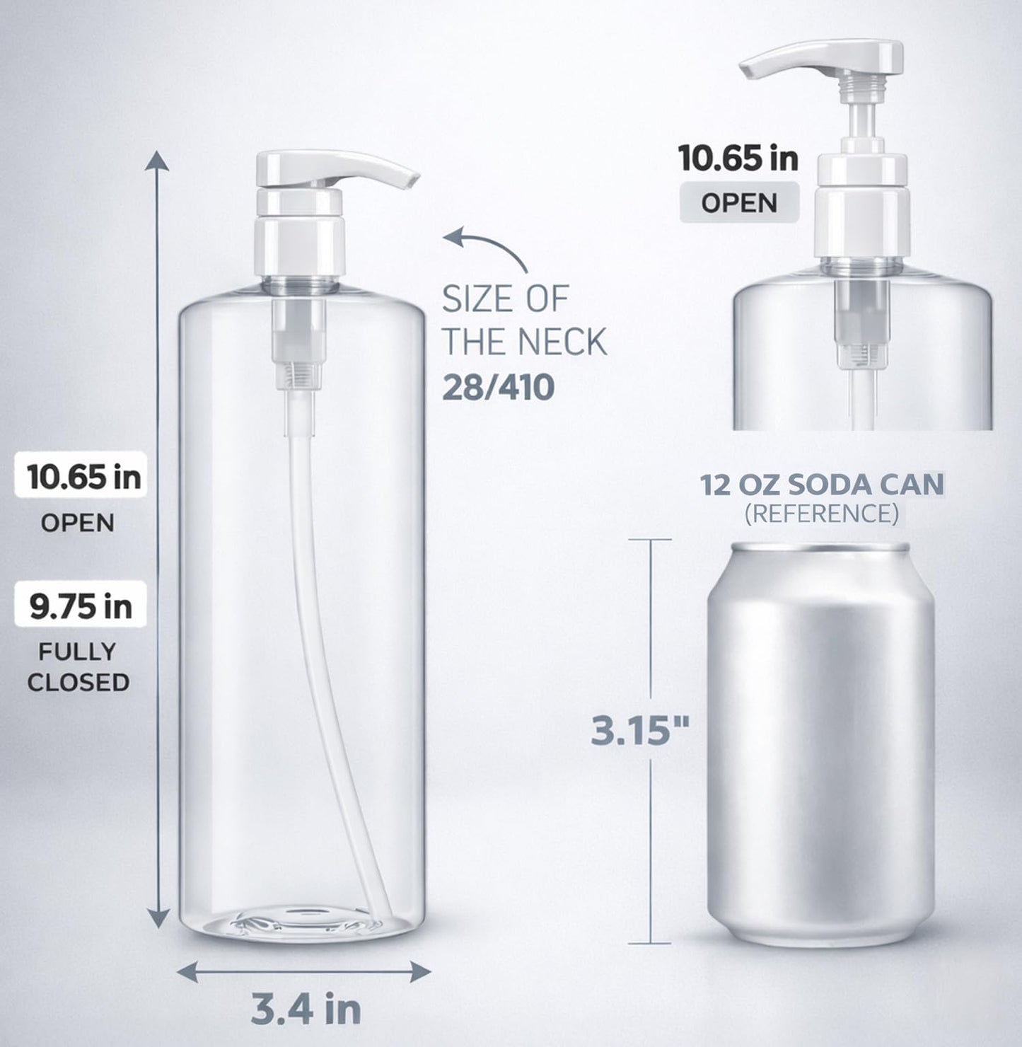 Bar5F Pump Bottle (2-Pack 32-Ounce 1-Liter) Empty for Shampoo Conditioner Body Wash Lotion BPA-Free Crystal-Clear