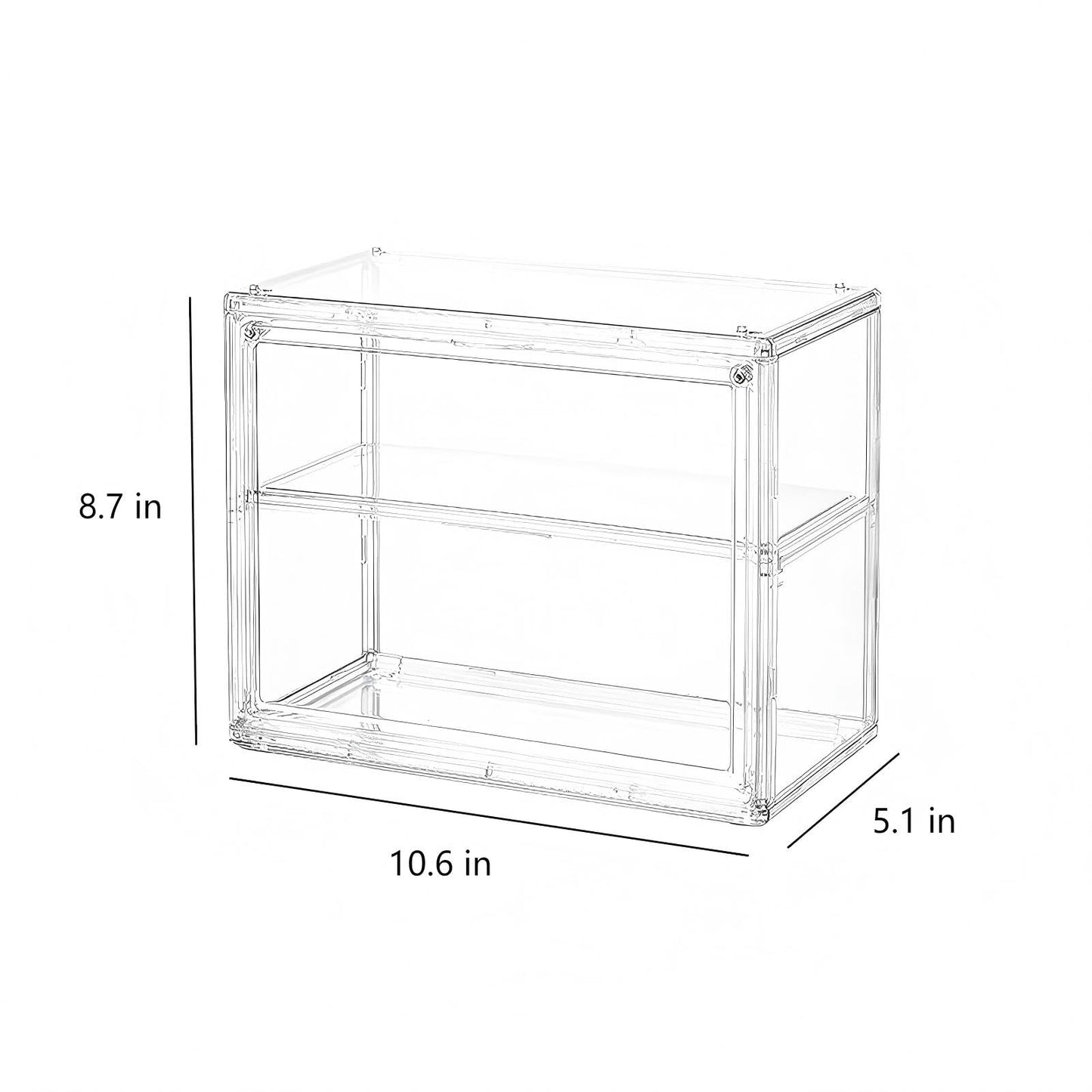 Single-Shelf Transparent Acrylic Display Case with Magnetic Door - Compact Stackable Makeup Organizer (10.6"x8.7"x5.1") - Dustproof Box for Cosmetics, Jewelry, Skincare & Collectibles