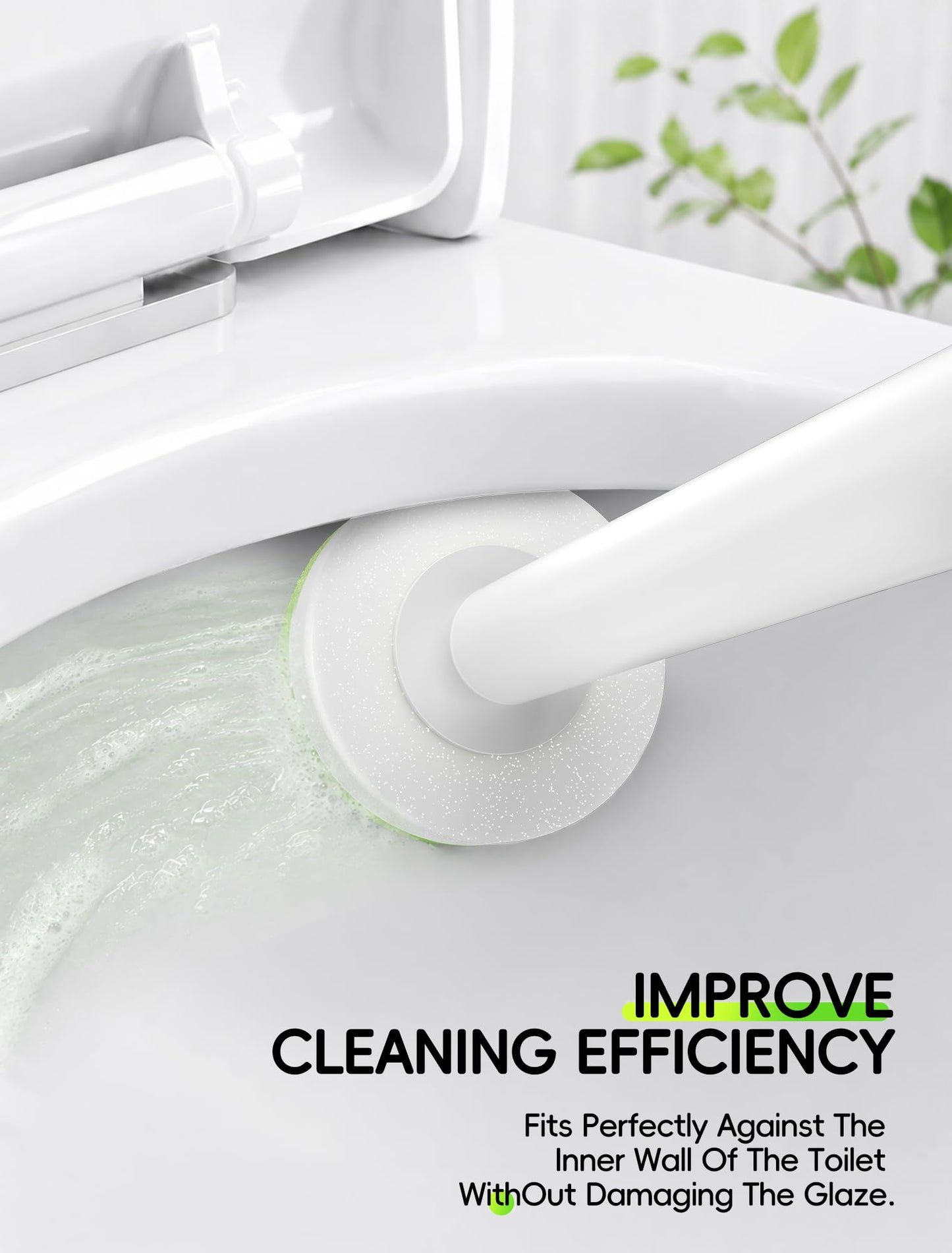 LEGUO Wall Mounted Disposable Toilet Brush System with Holder, Toilet Bowl Cleaning Wand with Green Refills and One-Button Release, 1 Wand and Holder with 24 Green Refills