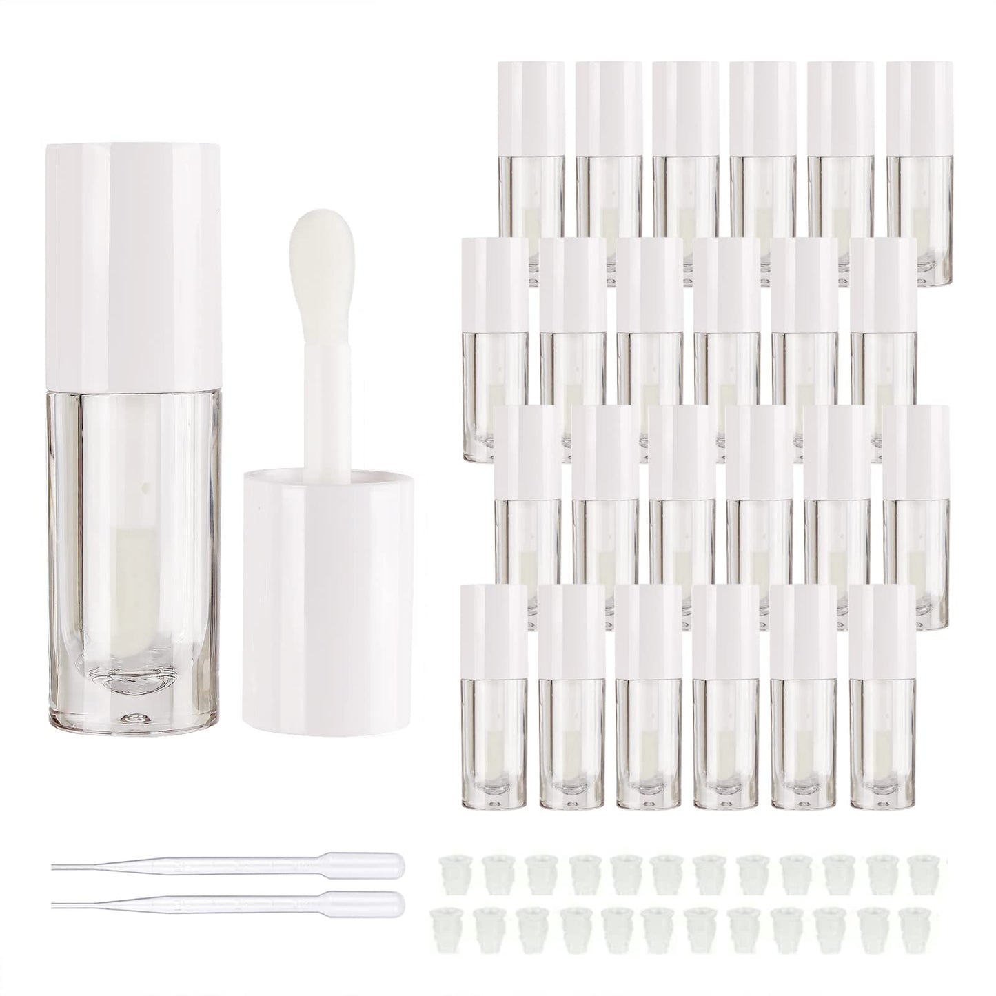 COSIDEA 14pcs Empty 6ml big doe foot wand Chunky lip gloss tubes for DIY lipgloss,Pink round lipgloss containers tubes with thick wand (White)