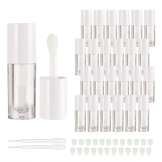 COSIDEA 14pcs Empty 6ml big doe foot wand Chunky lip gloss tubes for DIY lipgloss,Pink round lipgloss containers tubes with thick wand (White)