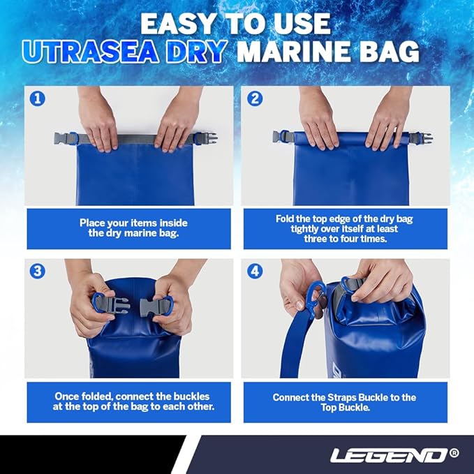 Legend UltraSEA Waterproof Dry Bag 5L/10L/20L/30L - Drybag Waterproof Bag for Kayaking, Swimming & Travel, Roll Top Floating Dry Bag, Lightweight Dry Sack for Boating, Rafting and Beach - 30L Blue