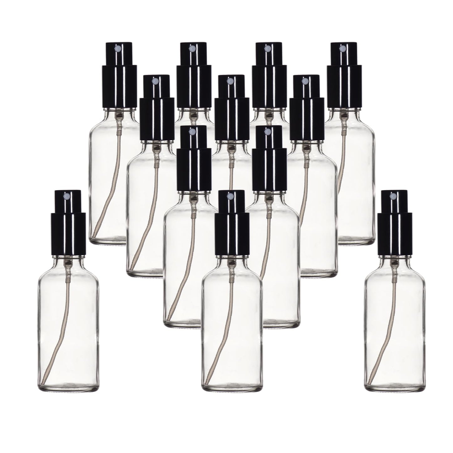 YIZHAO Clear Glass Spray Bottles 2oz, with Small Fine Mist Spray, Metal Cap, Refillable for Essential Oil,Travel,Cleaning,Perfume,Aromatherapy,Makeup – 12 Pcs