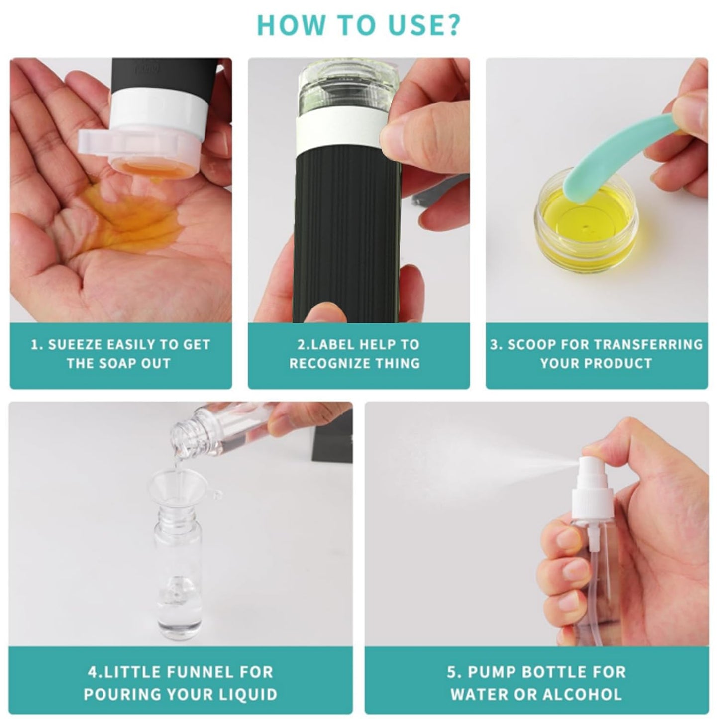 NuvaConx 18Pack Travel Bottles for Toiletries TSA Approved Silicone Travel Containers for Toiletries, Leak Proof Refillable Liqus Shampoo And Conditioner travel Essentials toiletry Bottles (BPA Free)