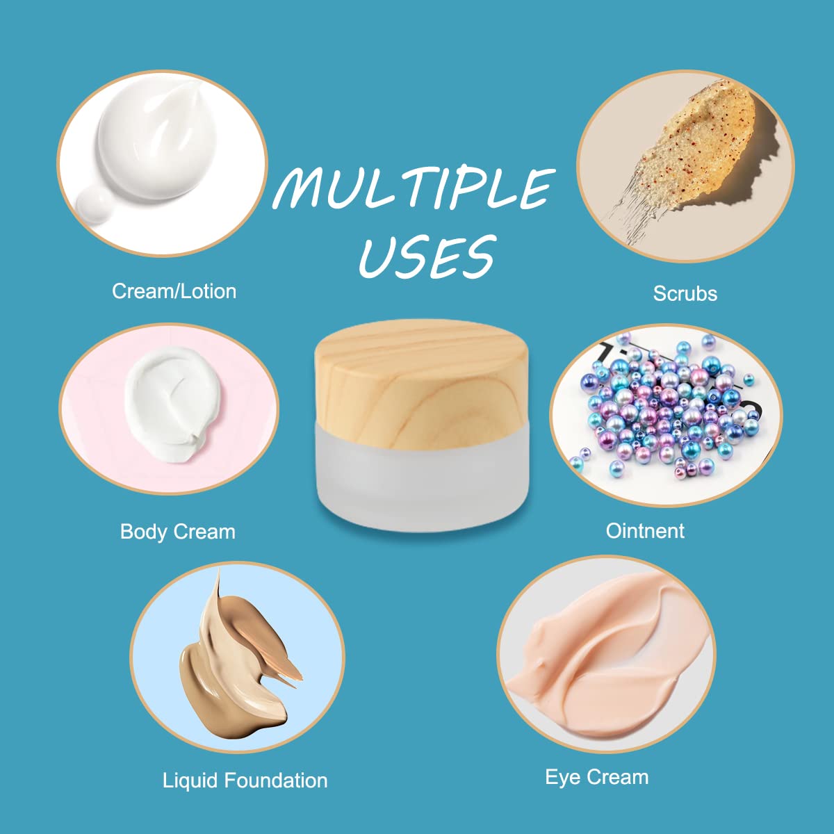 12 Pack Frosted Glass Jar Cosmetic Cream Jar Sample Jars Empty Travel Makeup Container For Cream Lotion Lip Balm Eyeshadow (5g)