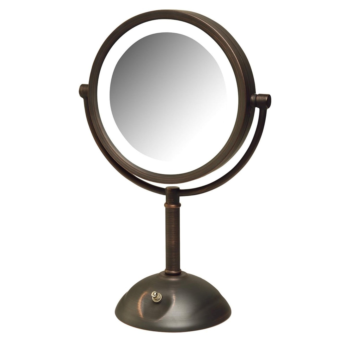 JERDON Tabletop Makeup Mirror with Lights - 1X/8X Magnification - Bronze 8.5" Vanity Mirror - Model HL8808BZL