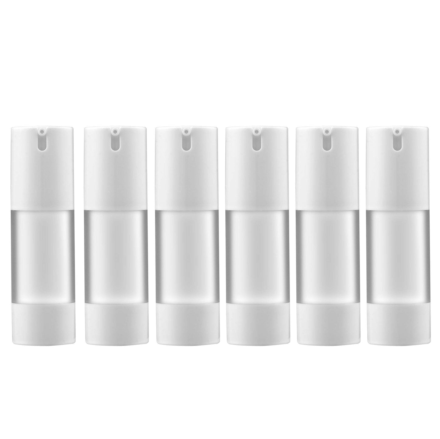 LONGWAY 1 Oz (30ML) Empty Refillable Airless Pump Bottle,Travel Foundation Containers,Airless Cosmetic Pump Bottle for Hand Sanitizer, Toner,Gel,Hair Oil, Lotion and Face Cream (Pack of 6, Frosted)