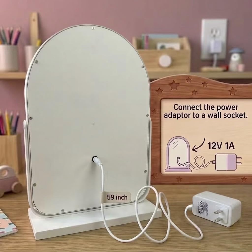 Glovalife, Arched Vanity Mirror with LED Lights, Hollywood Beauty Mirror, X15 Magnification, 11 Bulb, 360 Rotation, smart Touch Control 3 Colors Lighting, Table Desk Mirror, 12.6" x 17.3"