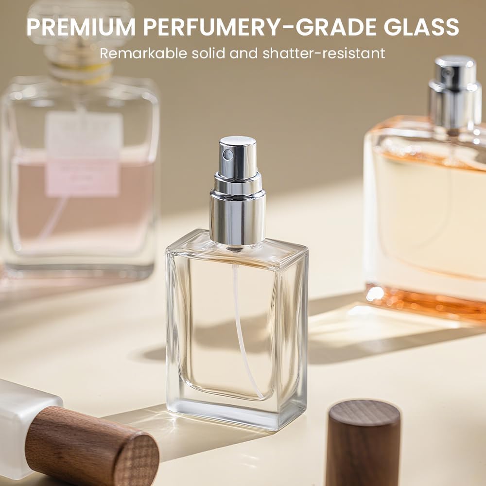 Cryslora Perfume Atomizer, Glass Perfume Container,Travel Bottle Refillable, Empty Portable Leakproof Fragrance Spray Bottle (5pcs 15ml/0.5oz)