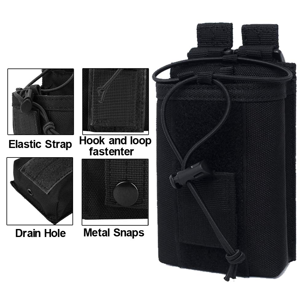 Radio Pouch - 1000D Tactical Molle Adjustable Two Way Radios Holder Bag Case for Walkie Talkies (2 Pack Black+Tan)