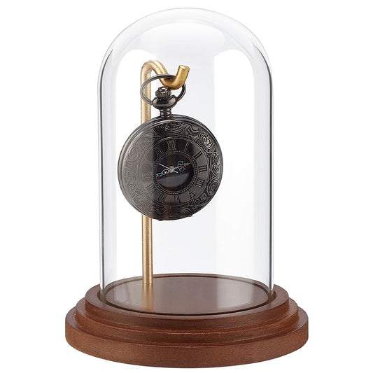PH PandaHall Pocket Watch Glass Display Dome with Hook 5.7"x4" Watch Display Jar Decorative Watch Case with Base Plants Dome Showcase for Father's Day Pocket Watches Medals Collectibles Ornament