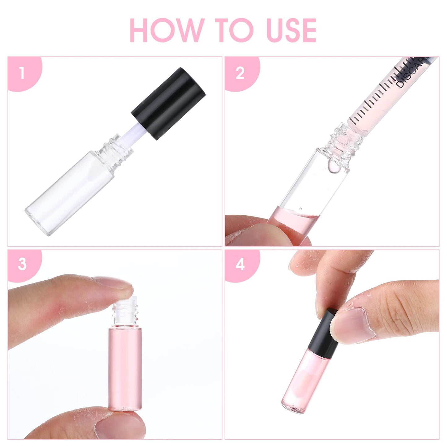 WLLHYF 100 Pcs Mini Lip Gloss Tubes, Refillable Lip Balm Bottle Transparent Empty Containers Travel Personal Cosmetic Inserts Cosmetic Tools Mini Lipstick Containers for Women DIY Makeup