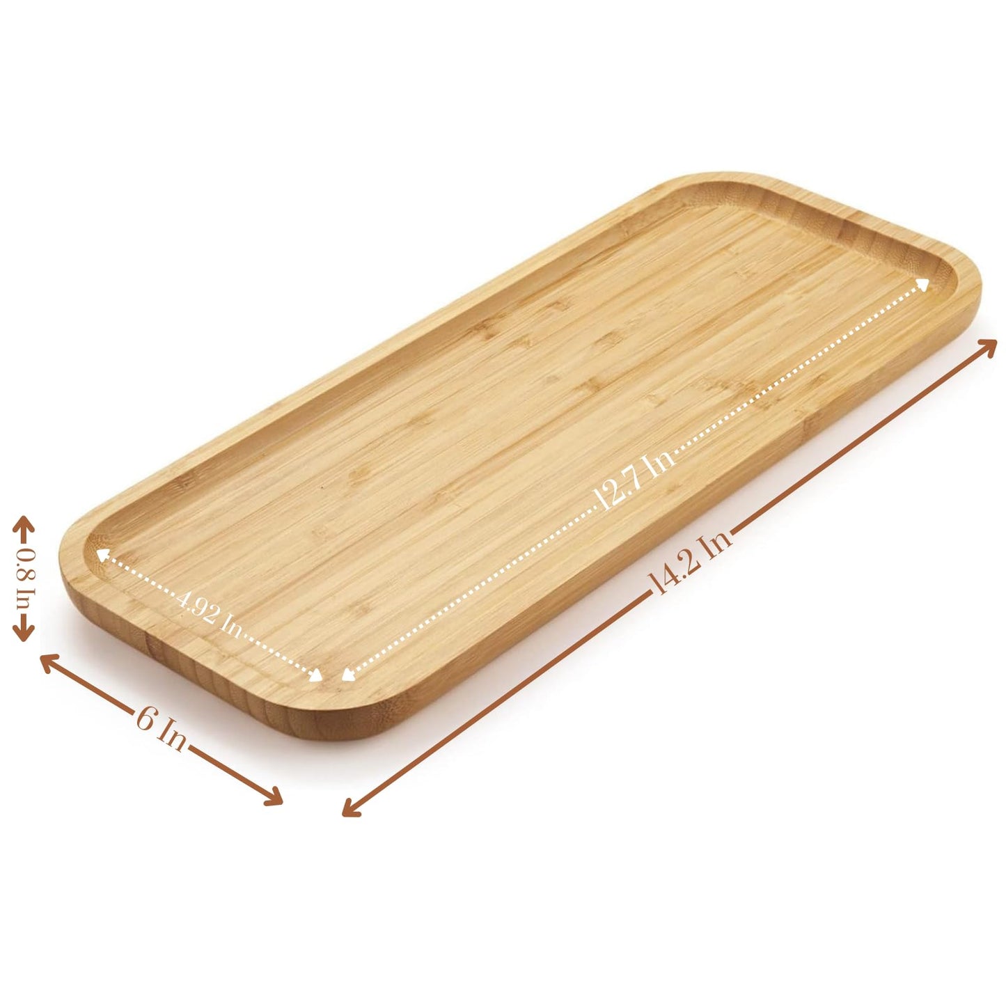 Bamboo Vanity Tray, Bathroom Counter Tray, Toilet Tank Top Tray for Organizing and Decor Display, 14.2 x 6 x 0.8 inch