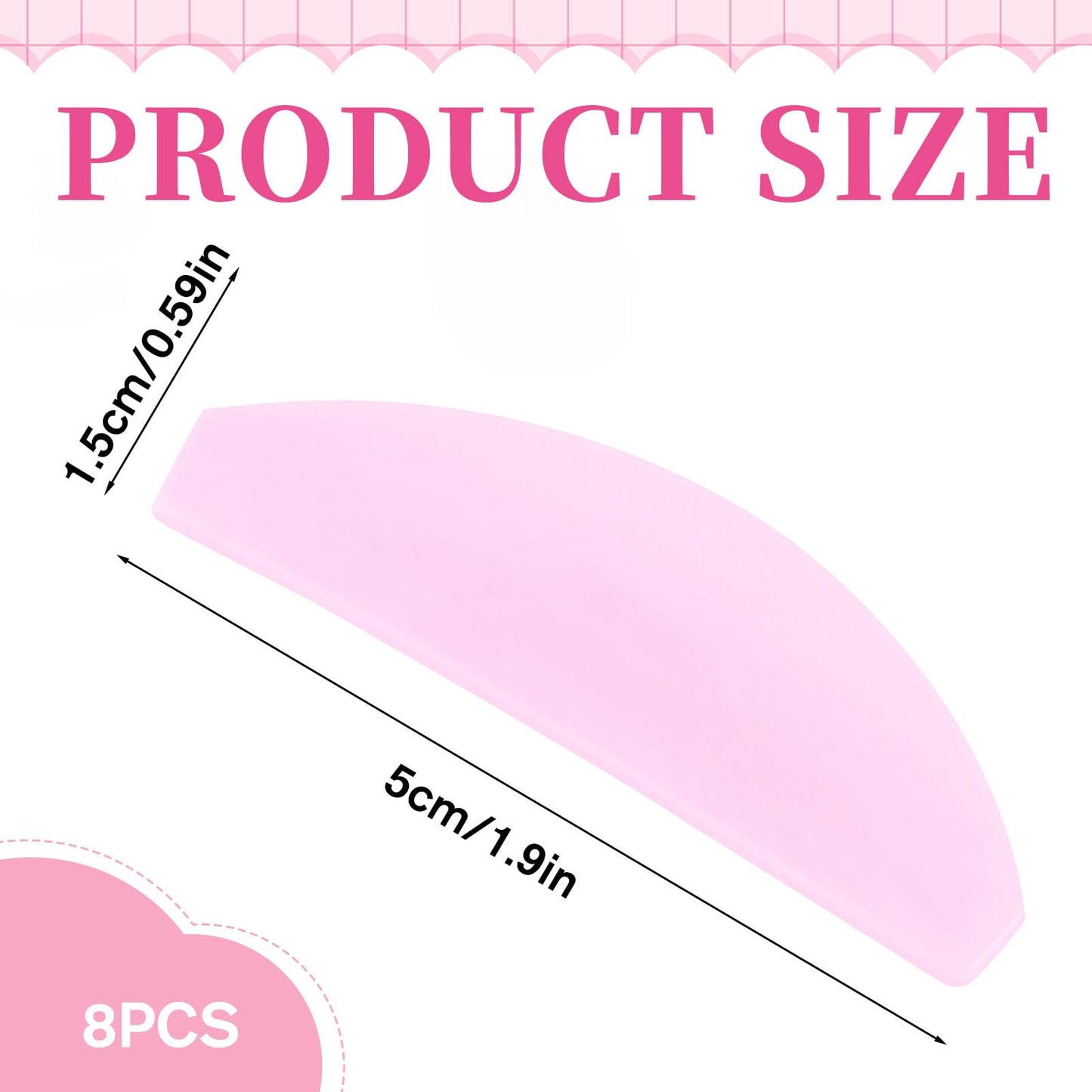 8Pcs Lash Lift Shields Flat, 1mm Thin Korean Lash Lift Pads for Eyelash Straightening and Lifting Super Sticky Glueless Reusable Silicone Lashes Rods for Eyelash Perm Lamination Salon Use(Rose)