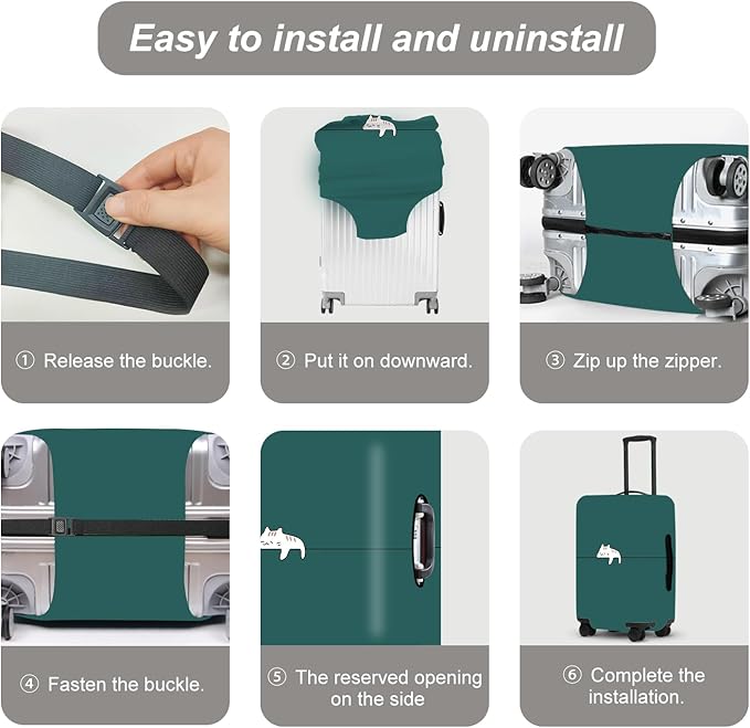 forest Green Luggage Cover, Washable Suitcase Protector Simple Abstract Animal Design Anti-scratch for 32",34"Bag
