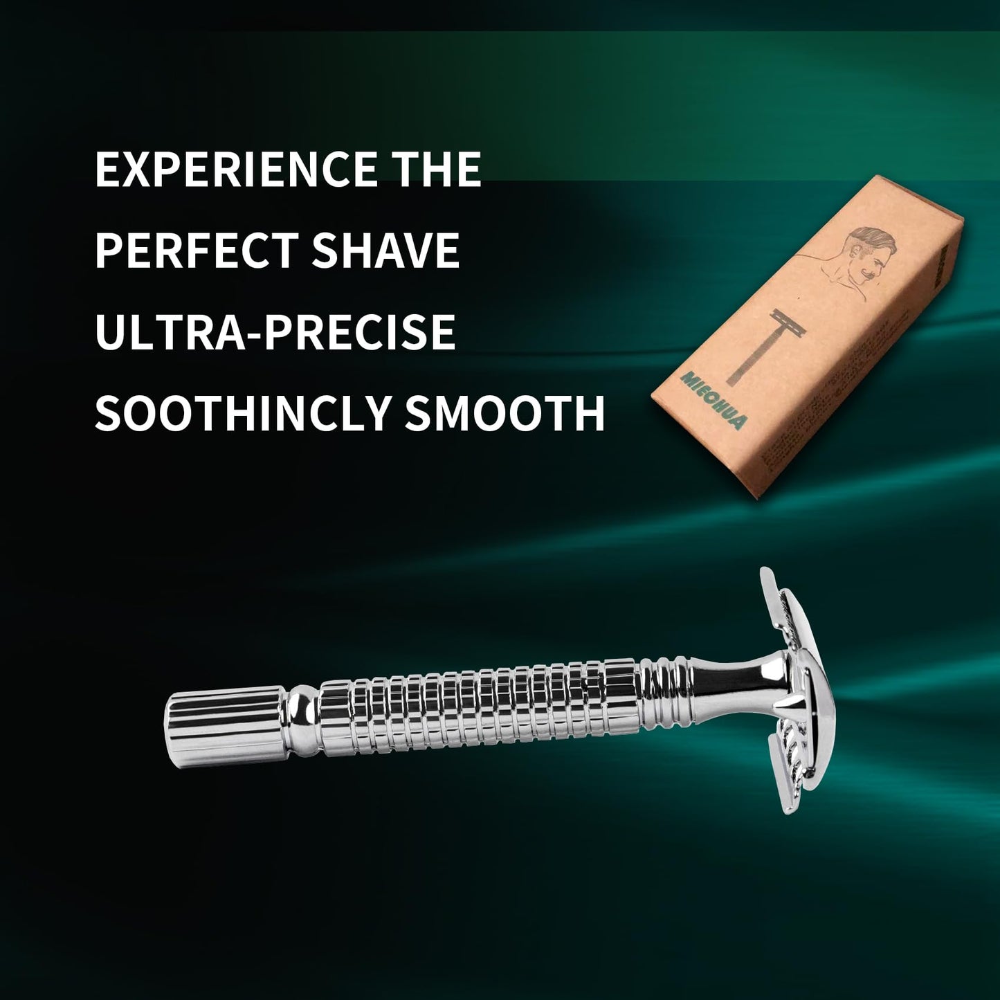 Safety Razor for Men and Women, Reusable Metal Razors, with 10 Platinum Safety Razor Blades, Face Razors for Men Shaving, Sustainable Hair removal and shaving cleaning tools, Metallic Silver