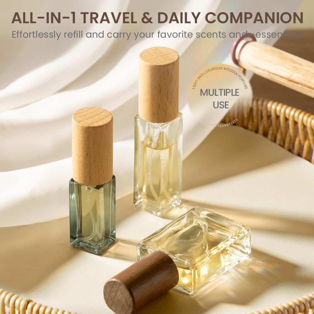 Cryslora Perfume Atomizer, Glass Perfume Container,Travel Bottle Refillable, Empty Portable Leakproof Fragrance Spray Bottle (5pcs 15ml/0.5oz)