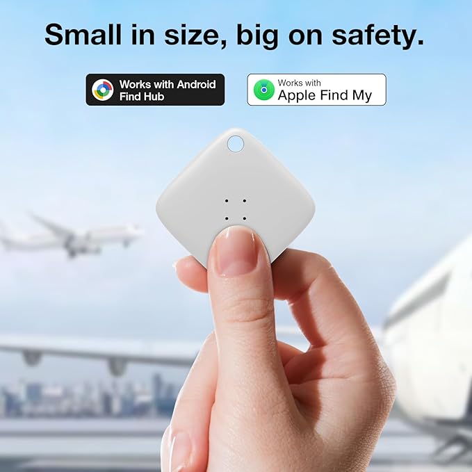 OTIC Smart Tracker Works with Apple Find My (iOS) & Google Find Hub (Android), for Dual-System Tracking Device Item Finder,Key Luggage Passport,Replaceble Battery (White, 2 Pack)