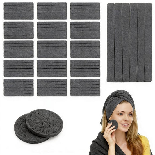 KarsJeGu 120 PCS Compressed Facial Sponges, Natural Cellulose Face Cleaning Pads, Professional Spa-Grade Makeup Remover Sponges for Daily Cleansing,Compact Travel-Friendly Skincare Essentials (black)