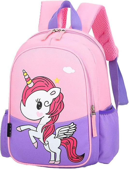 11 Inch Kids Small Toddler Preschool Travel Backpack Cute Cartoon Daypack (Unicorn Pink and Purple)