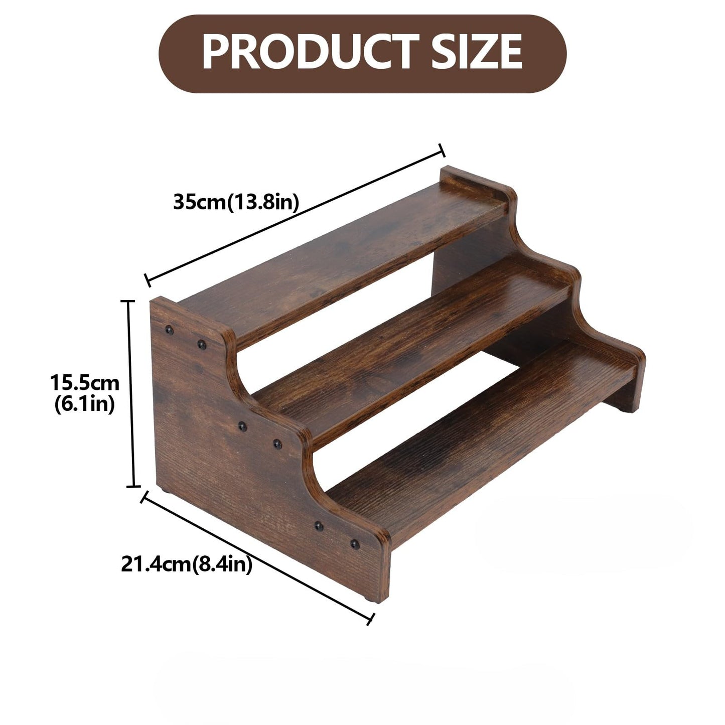 Cologne Organizer for Men, 3-Tier Wooden Perfume Organizer, Retro Style Makeup Organizer, Display Stand for Party, Makeup, Figures, Cupcake, Perfume, Dessert, Rounded Corner Anti-Collision, 13.8 in