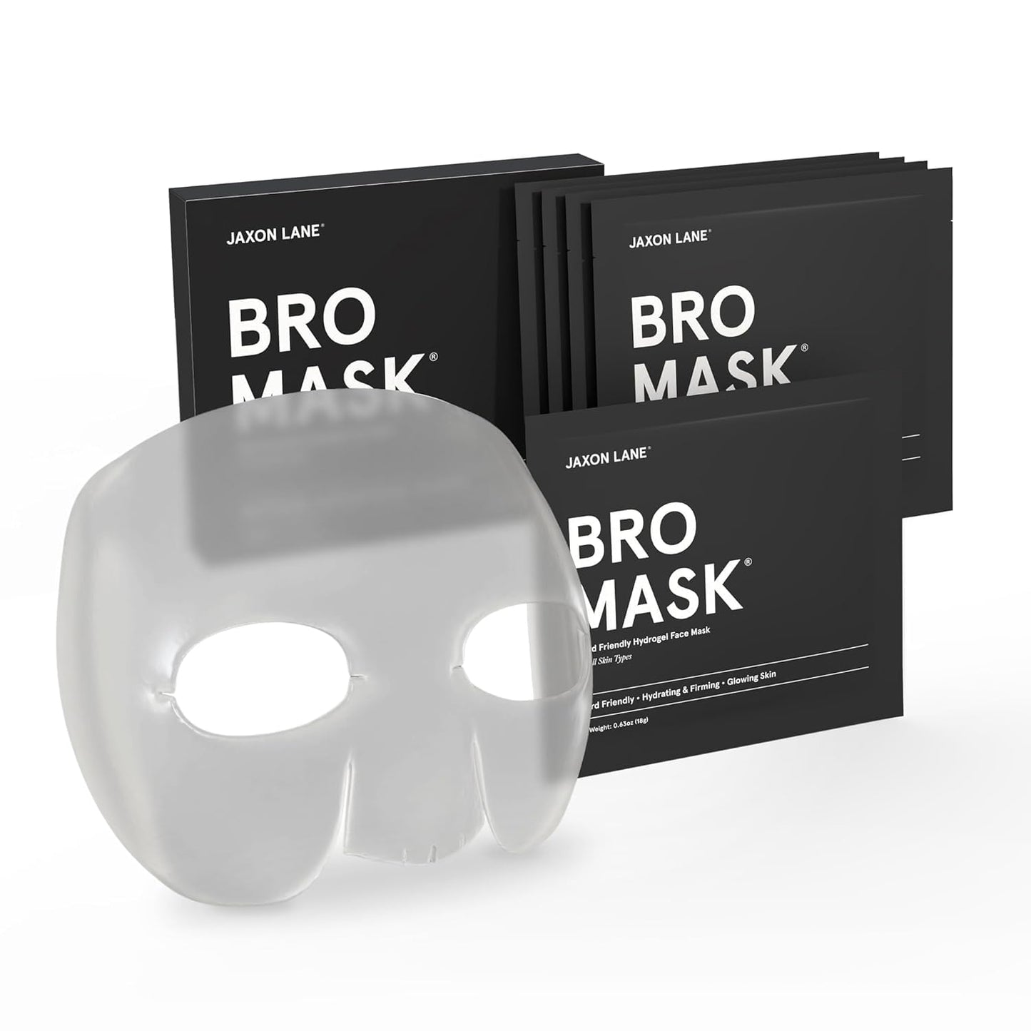 JAXON LANE Men’s Korean Hydrating Face Mask, Beard-Friendly Half Sheet Hydrogel Face Mask with Collagen, Hyaluronic Acid and Vitamin B, Vegan, 5 Pack