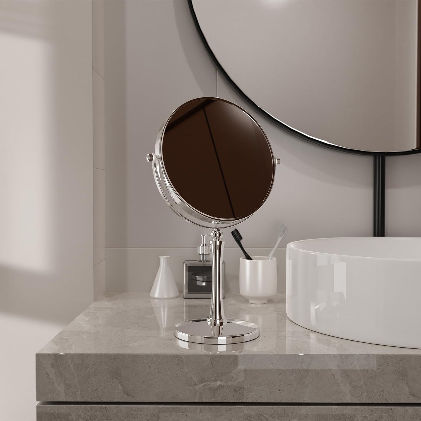 GURUN 8-inch Tabletop Makeup Mirror, 1X/20X Magnifying Vanity Mirror, 360° Rotation Dual-Sided Makeup Mirror, Ideal for Women Mom Chrome Finish M2310(8in,20X)