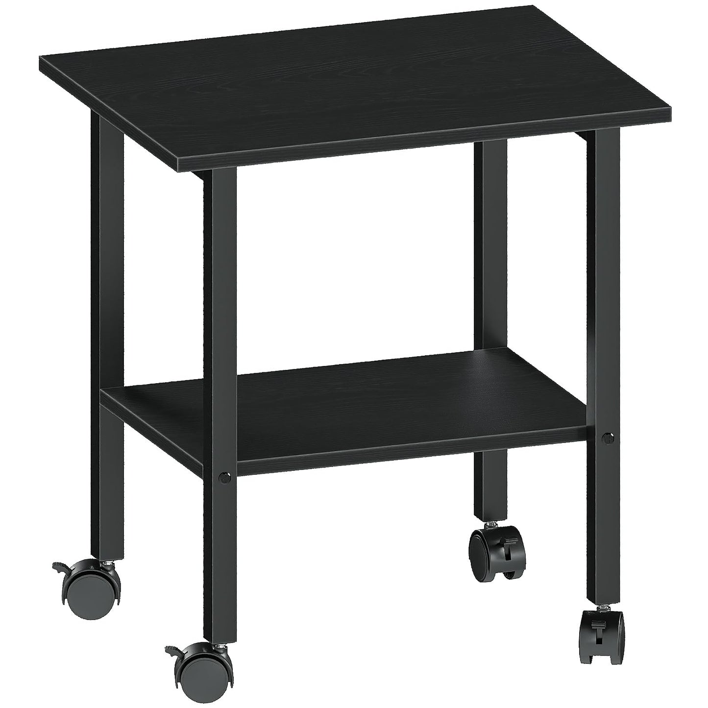 YQ JENMW 2 Tier Printer Stand with Storage, Under Desk Printer Table, Space-Saving Printer Table with Locking Wheels, Rolling Printer Cart for Home Office, Black